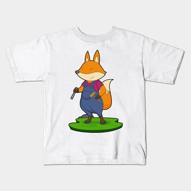 Fox Craftsman Chisel Hammer Kids T-Shirt by Markus Schnabel